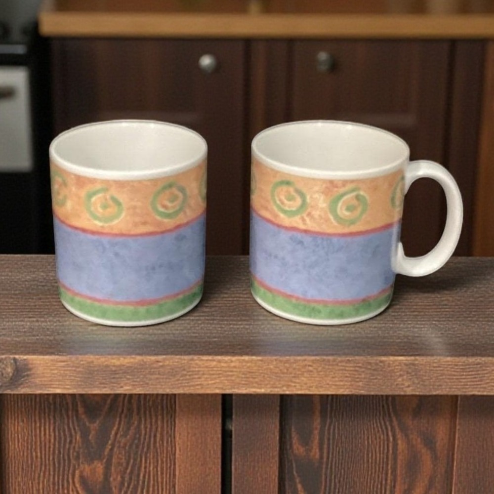 Sakura Malaga Coffee Cups, Set of 2, Vintage Sue Zipkin Design Drinkware